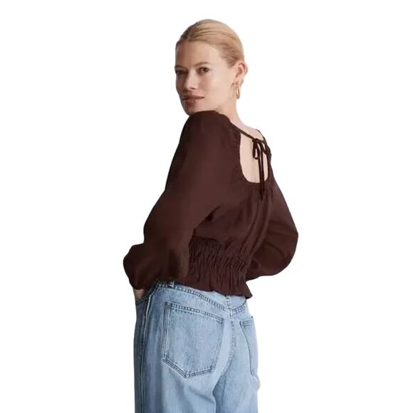 NWT Madewell Deep Indigo Navy Blue Twill Tie-Back Cutout Top - SIZE XL - Picture 5 of 9